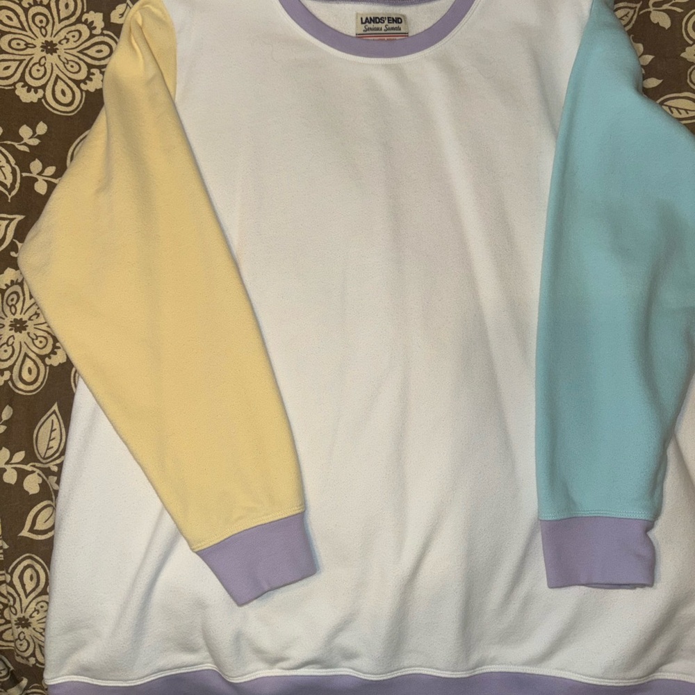 Lands' End Serious Sweats Color Block Sweatshirt Size 2x. Very clean, no stains.
